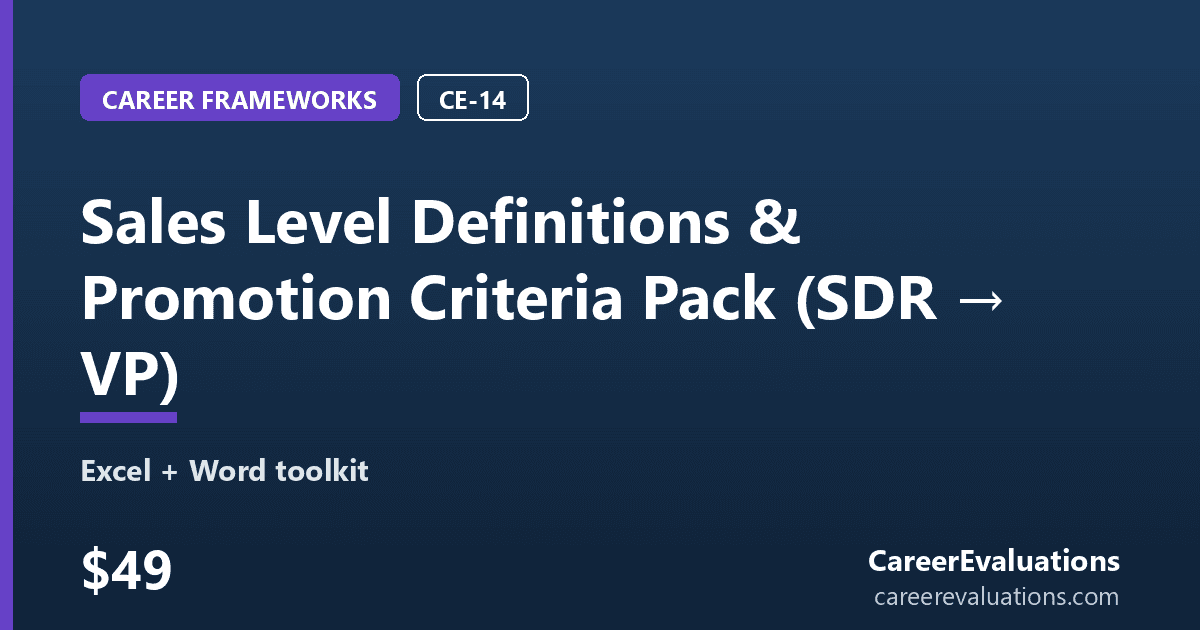 Sales Level Definitions & Promotion Criteria Pack (SDR → VP)